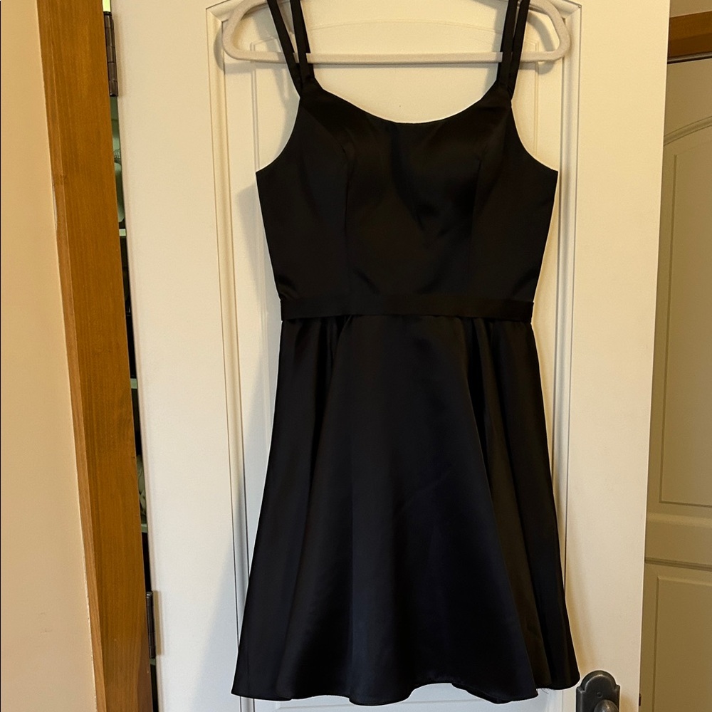 Abby Paris Classic Black semi formal scoop neck dress. Don’t miss this steal